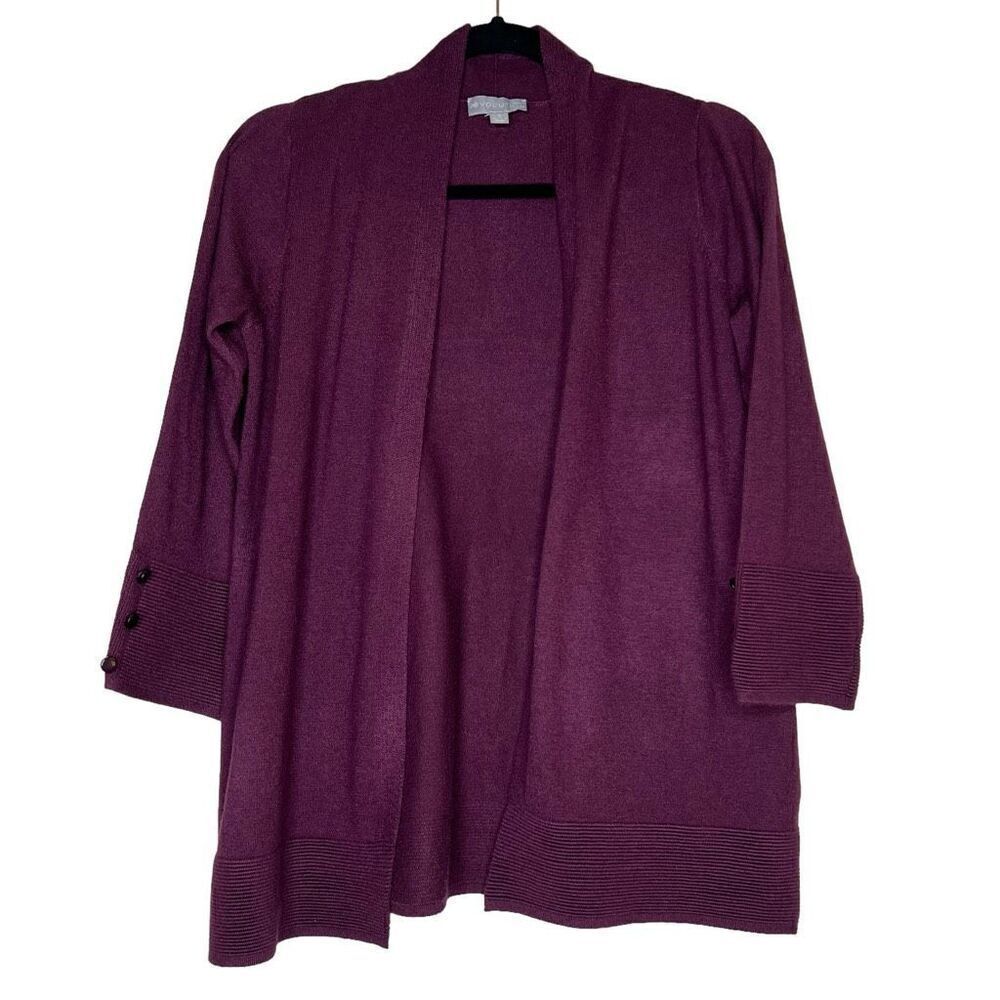 NWOT Evolution 3/4 Button Sleeve Merlot Cardigan S